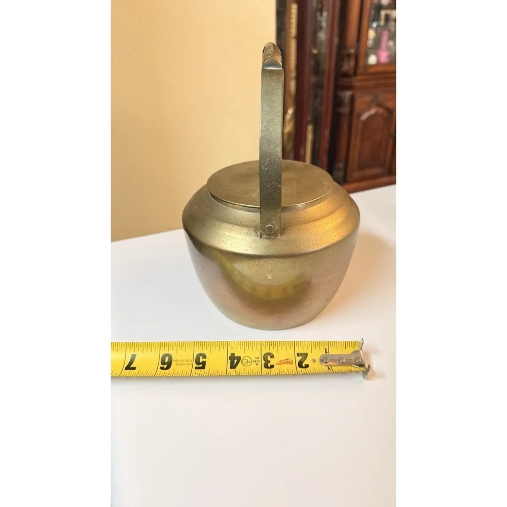 Vintage Brass Tea Kettle Teapot Bail Handle Lid Decorative‎ Rustic MCM